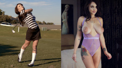 Busty Gabbie Carter playing golf and incest fucking her brother