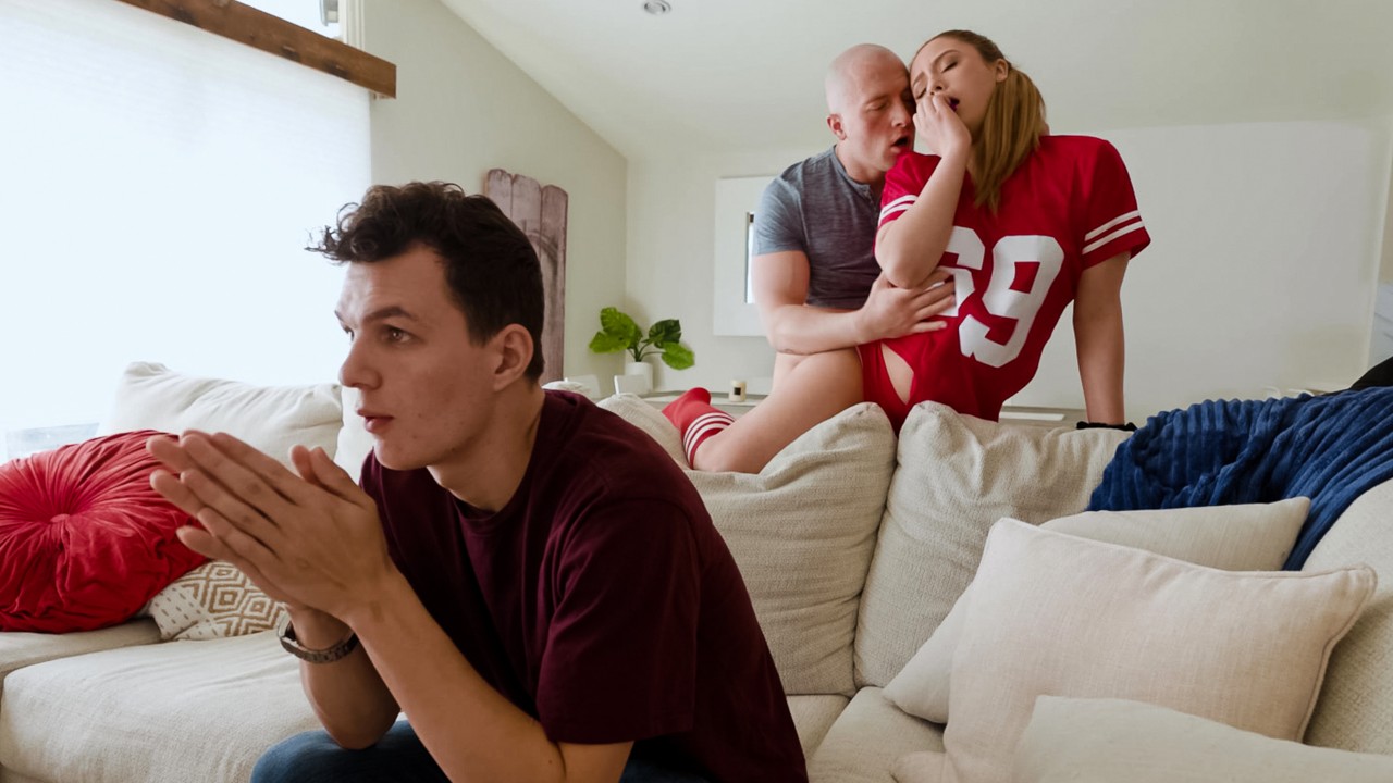 Big Boobs Wife Lucy Doll Cheating On Husband With His Best Friend During The Big Game